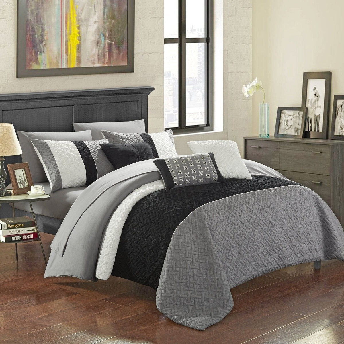 Chic Home Osnat 10 Piece Color Block Comforter Set 