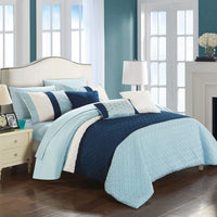 Chic Home Osnat 10 Piece Color Block Comforter Set Blue