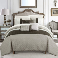 Chic Home Osnat 10 Piece Color Block Comforter Set Brown