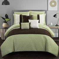Chic Home Osnat 10 Piece Color Block Comforter Set Green