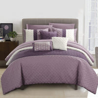 Chic Home Osnat 10 Piece Color Block Comforter Set Plum