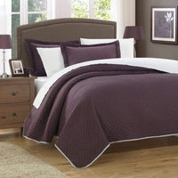 Chic Home Palermo 7 Piece Reversible Quilt Set Plum