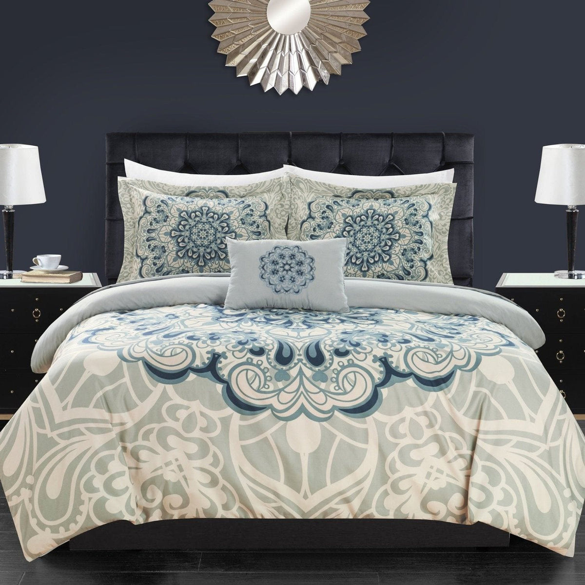 Chic Home Palmer 8 Piece Boho Comforter Set Blue