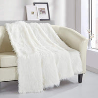 Chic Home Penina Shaggy Faux Fur Throw Blanket Beige