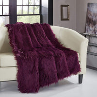 Chic Home Penina Shaggy Faux Fur Throw Blanket Purple