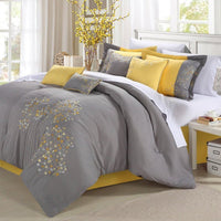 Chic Home Pink Floral 12 Piece Floral Comforter Set Yellow