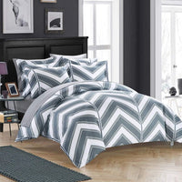 Chic Home Piper 3 Piece Striped Duvet Cover Set-Grey