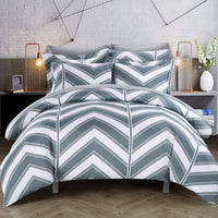 Chic Home Piper 3 Piece Striped Duvet Cover Set -Grey