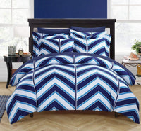 Chic Home Piper 3 Piece Striped Duvet Cover Set -Navy