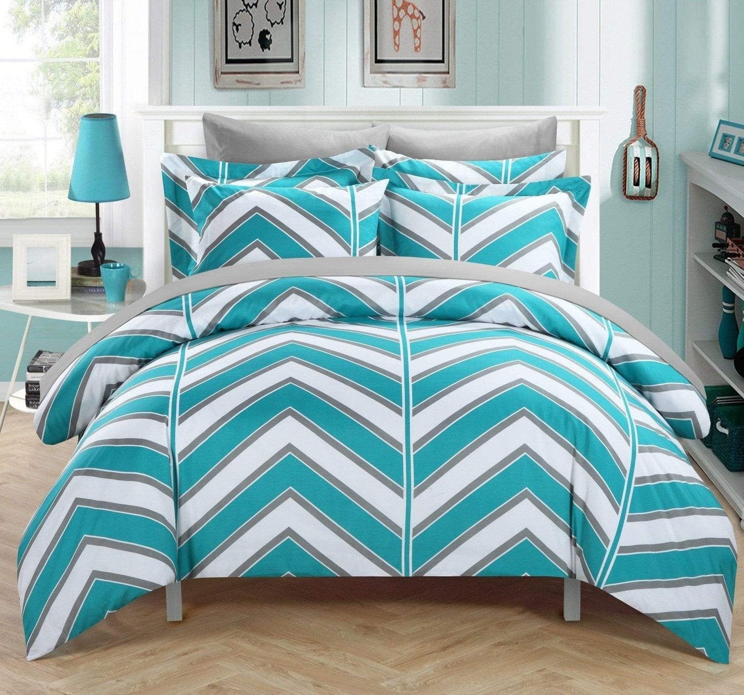 chic home Piper 9 Piece Reversible Duvet Cover Set