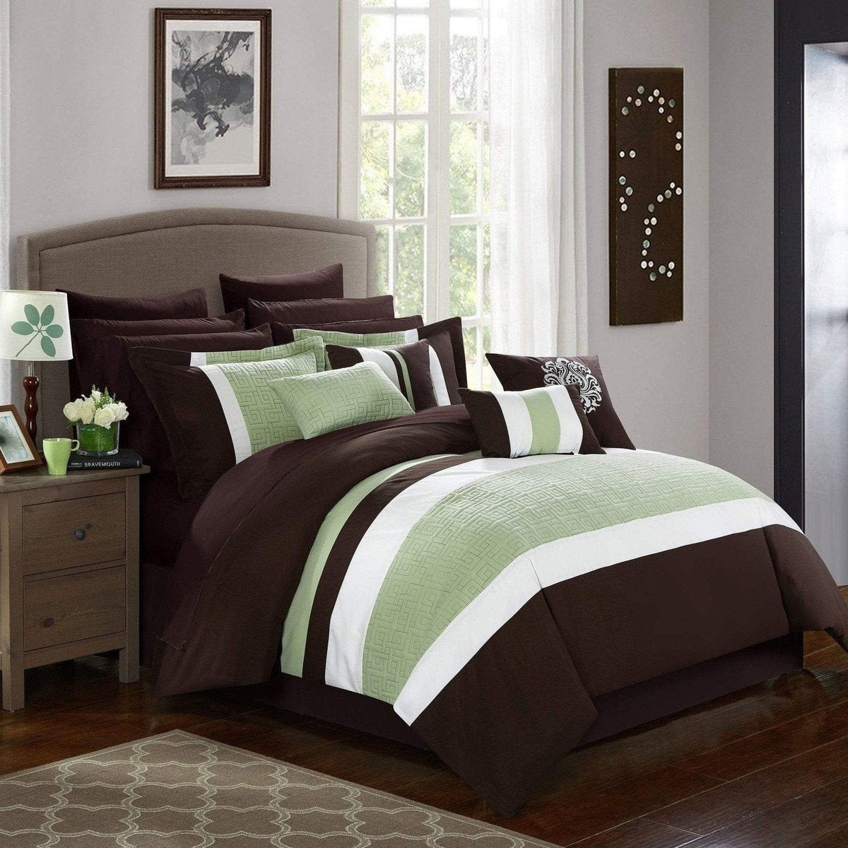 Chic Home Pisa 16 Piece Color Block Comforter Set 