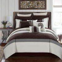 Chic Home Pisa 16 Piece Color Block Comforter Set Beige