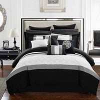 Chic Home Pisa 16 Piece Color Block Comforter Set Black