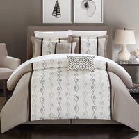 Chic Home Priston 6 Piece Embroidered Comforter Set Beige