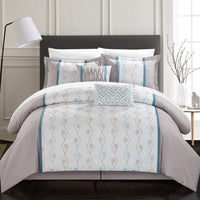 Chic Home Priston 6 Piece Embroidered Comforter Set Grey