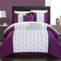 Chic Home Priston 6 Piece Embroidered Comforter Set Plum
