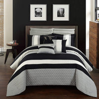 Chic Home Pueblo 10 Piece Color Block Comforter Set Black