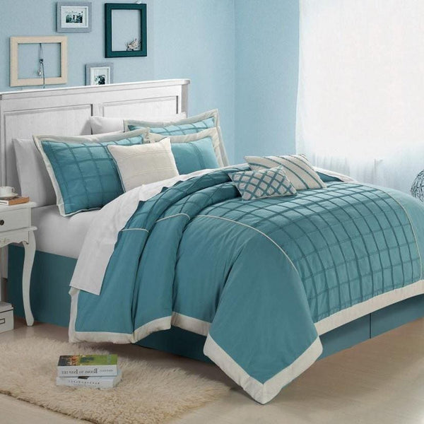Chic Home Rhodes 12 Piece Pintuck Comforter Set Aqua
