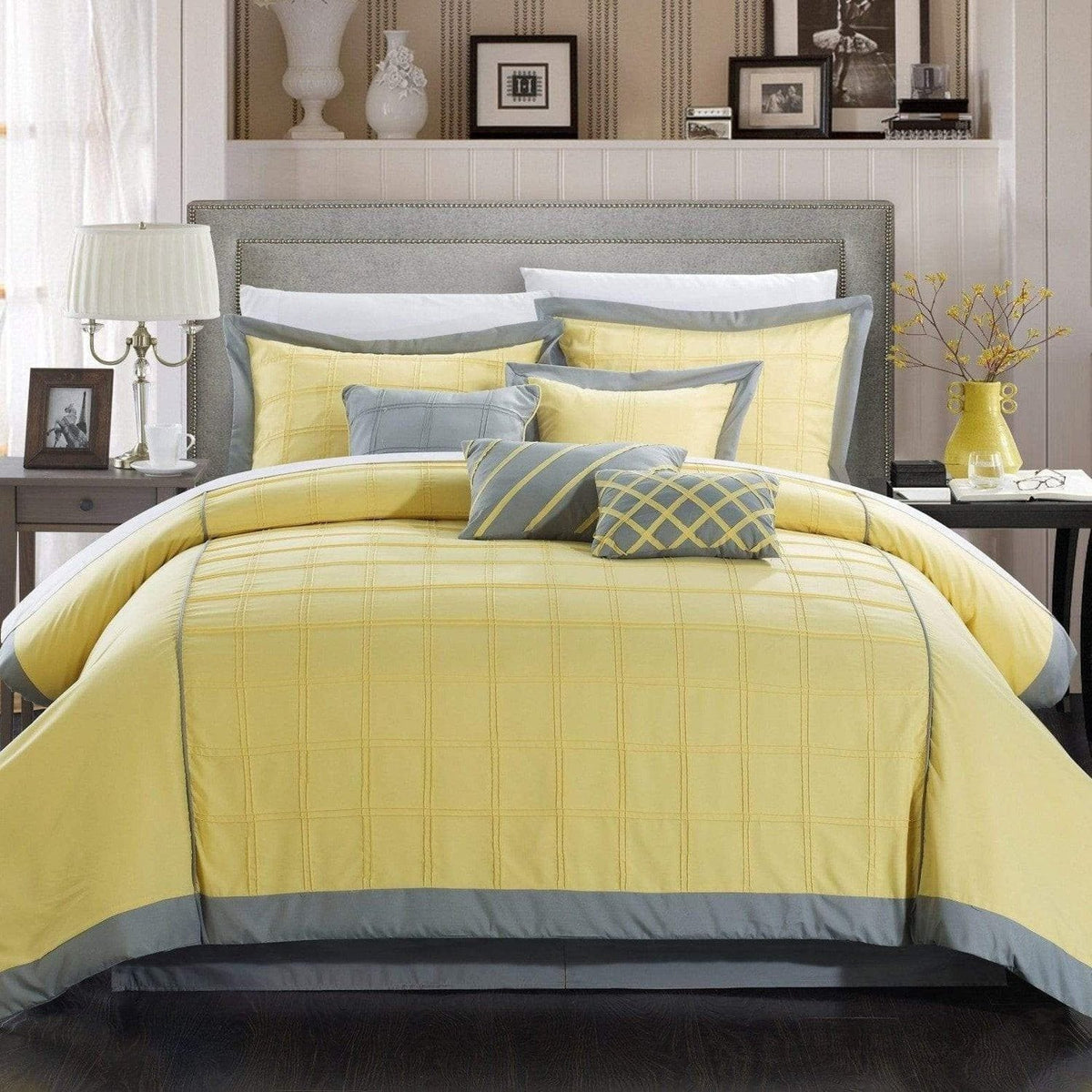 Chic Home Rhodes 12 Piece Pintuck Comforter Set Yellow