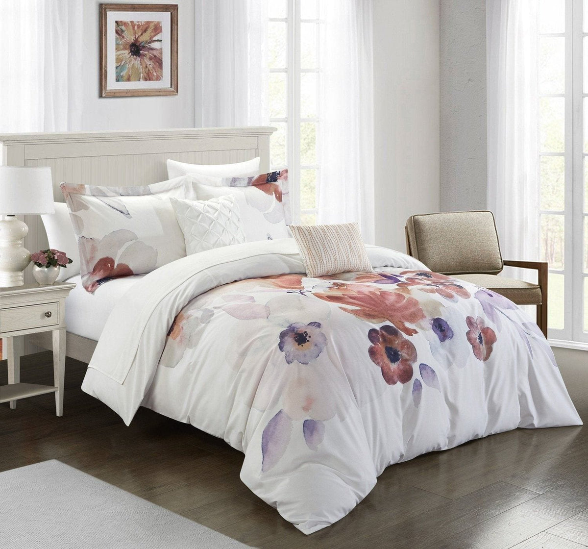 Chic Home Riverside Park 9 Piece Floral Comforter Set 