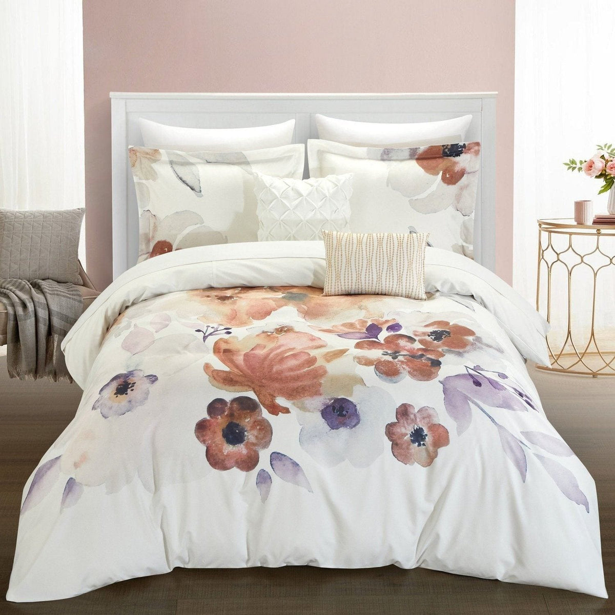 Chic Home Riverside Park 9 Piece Floral Comforter Set Queen