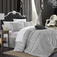 Chic Home Romantica 9 Piece Ruffled Comforter Set Silver