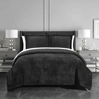 Chic Home Ryland 3 Piece Sherpa Comforter Set Black