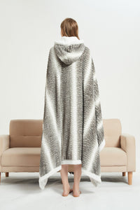 Chic Home Shadow Snuggle Hoodie Two Tone Animal Pattern Robe Plush Micromink Sherpa Wearable Blanket 