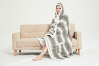 Chic Home Shadow Snuggle Hoodie Two Tone Animal Pattern Robe Plush Micromink Sherpa Wearable Blanket 