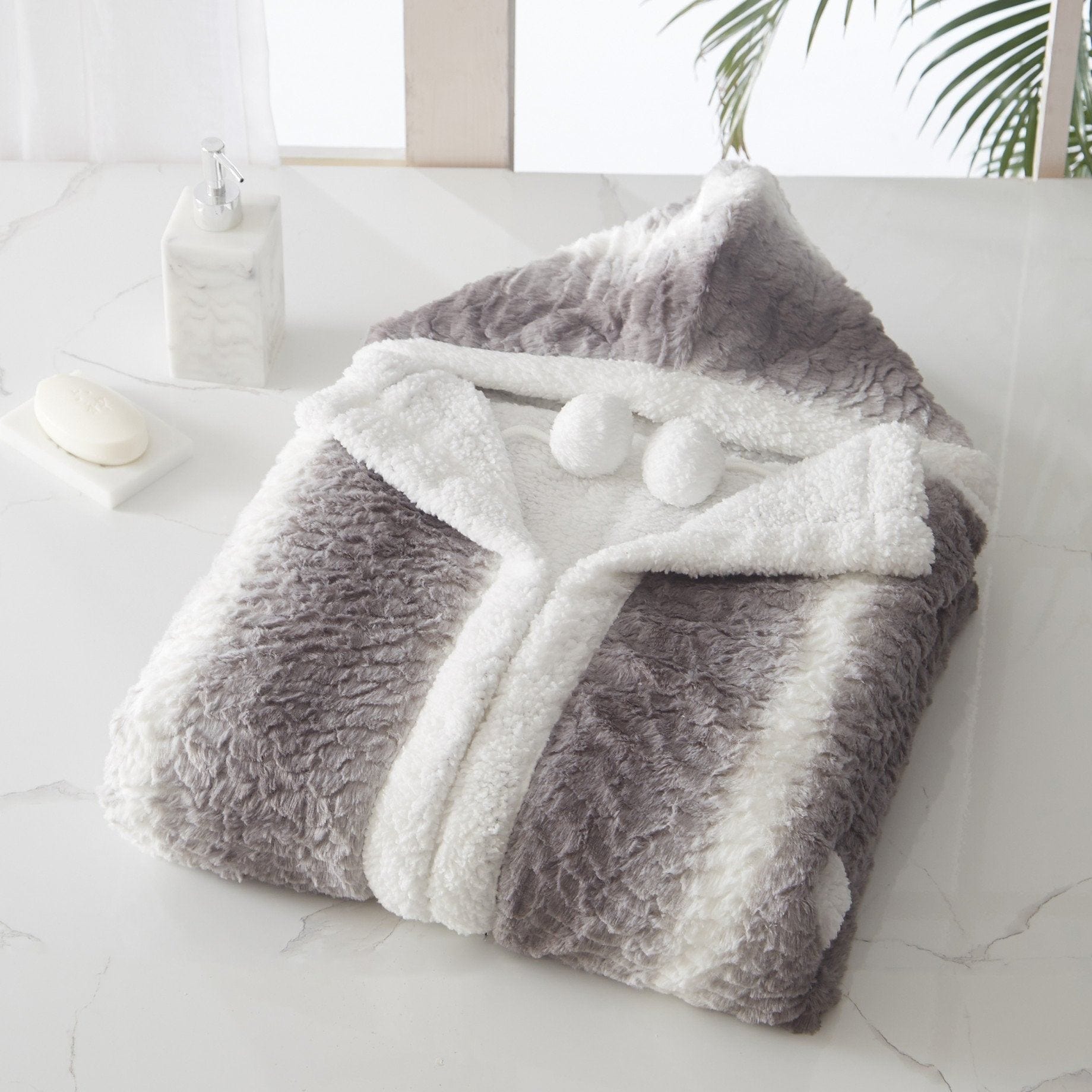 Plush and Sherpa Hooded Cape