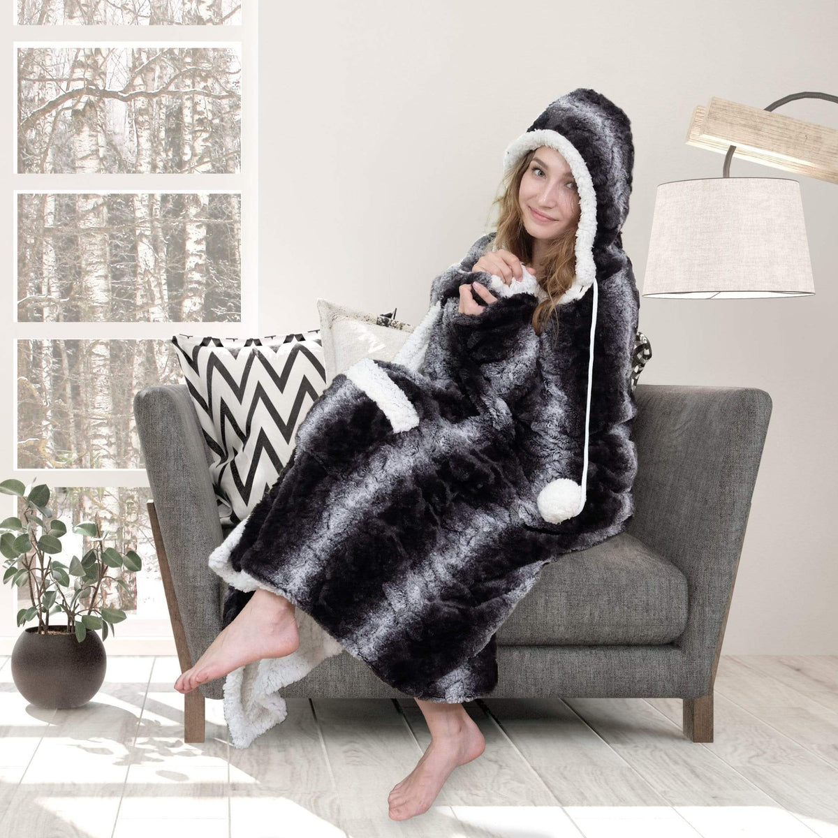Chic Home Shady Animal Print Sherpa Snuggle Hoodie 