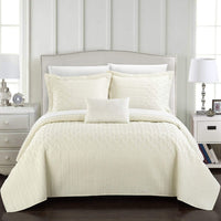 Chic Home Shalya 4 Piece Stitched Quilt Set Beige
