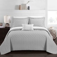 Chic Home Shalya 4 Piece Stitched Quilt Set Grey
