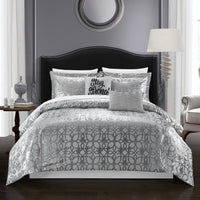 Chic Home Shefield 9 Piece Lattice Comforter Set Grey