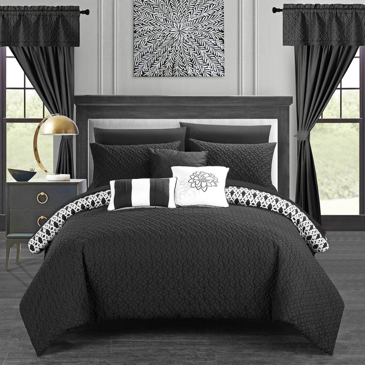 Chic Home Sigal 20 Piece Reversible Comforter Set Black