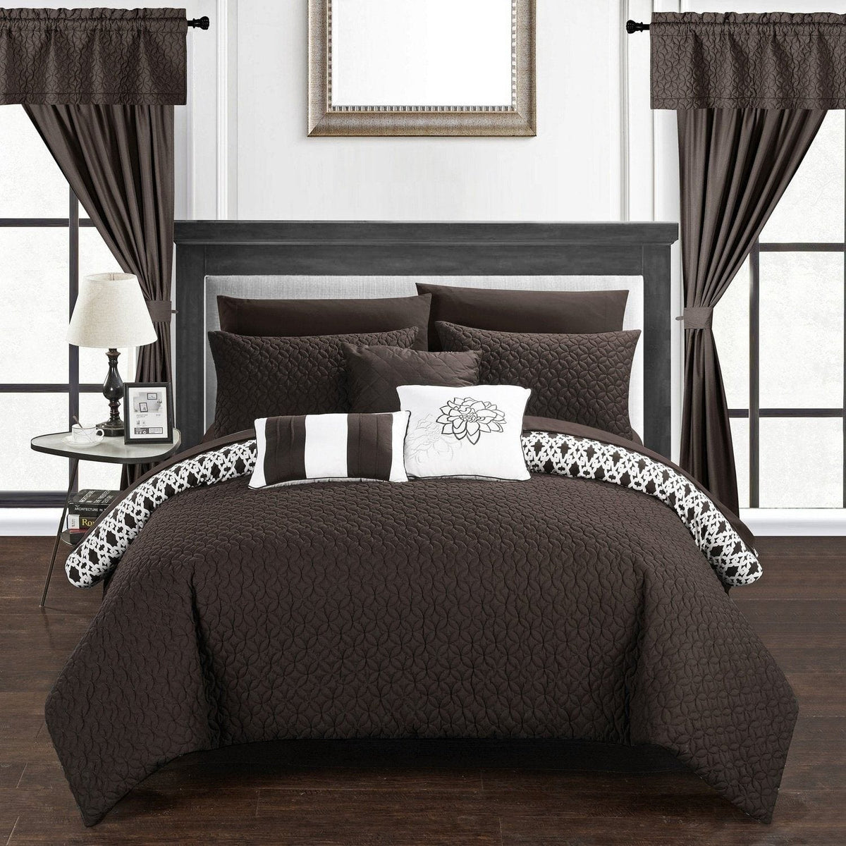 Chic Home Sigal 20 Piece Reversible Comforter Set Brown