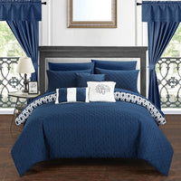 Chic Home Sigal 20 Piece Reversible Comforter Set Navy