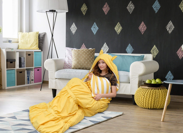 Chic Home Skai Ruffled Sleeping Bag with Hood Zipper Closure Yellow