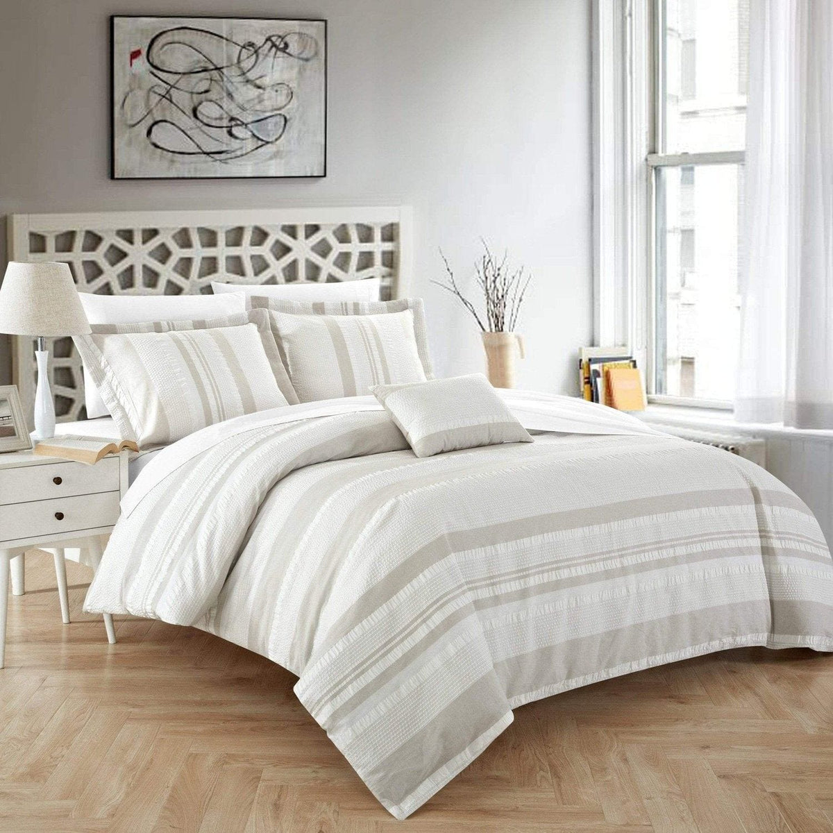 Chic Home Somerset 8 Piece Cotton Duvet Cover Set Beige