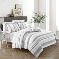 Chic Home Somerset 8 Piece Cotton Duvet Cover Set Grey