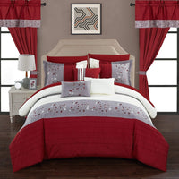 Chic Home Sonita 20 Piece Floral Comforter Set Red