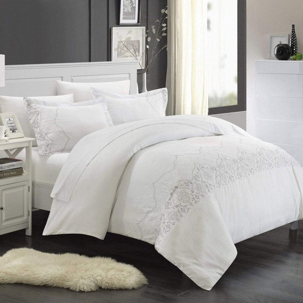 Chic Home Sophia 7 Piece Embroidered Duvet Cover Set 