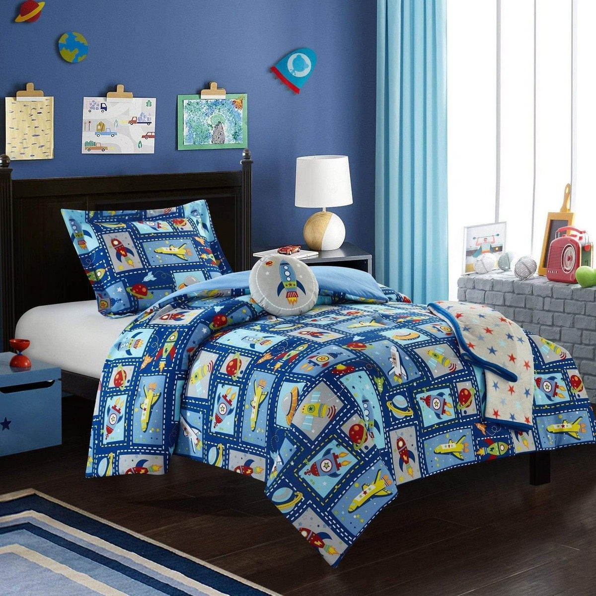 Chic Home Spaceship 5 Piece Kids Comforter Set 