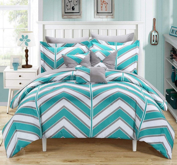 Chic Home Surfer 10 Piece Reversible Comforter Set Aqua