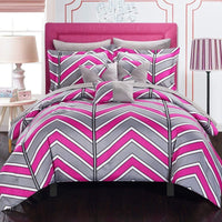 Chic Home Surfer 10 Piece Reversible Comforter Set Fuchsia