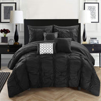 Chic Home Tori 10 Piece Pinch Pleat Comforter Set Black