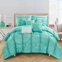 Chic Home Tori 10 Piece Pinch Pleat Comforter Set Turquoise