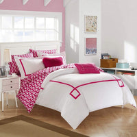 Chic Home Trace 9 Piece Reversible Comforter Set Fuchsia