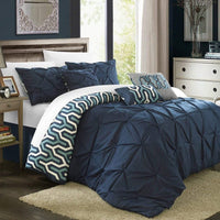 Chic Home Trenton 7 Piece Reversible Comforter Set Navy