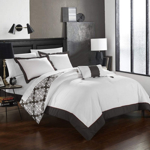 Chic Home Trina 4 Piece Reversible Duvet Cover Set Grey